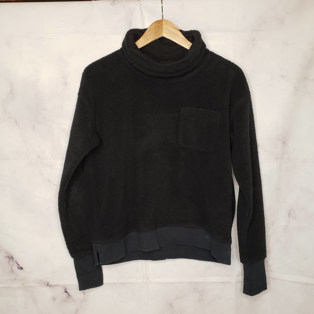 VINEYARD VINES Black Fuzzy Fleece Cowl Neck Sweater Pullover S